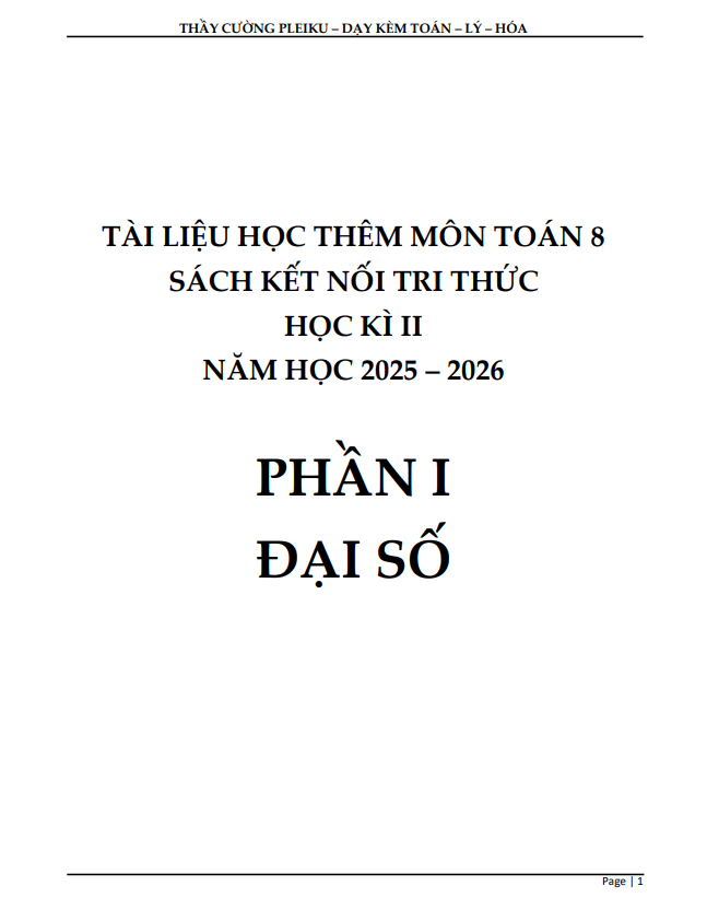 tài liệu học thêm môn toán 8 sách kết nối tri thức với cuộc sống học kì 2
